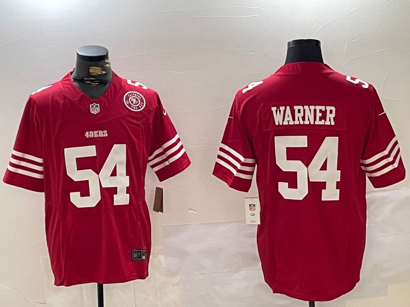 Men San Francisco 49ers 54 Warner Red Three generations 2024 Nike Vapor Limited NFL Jersey style 2